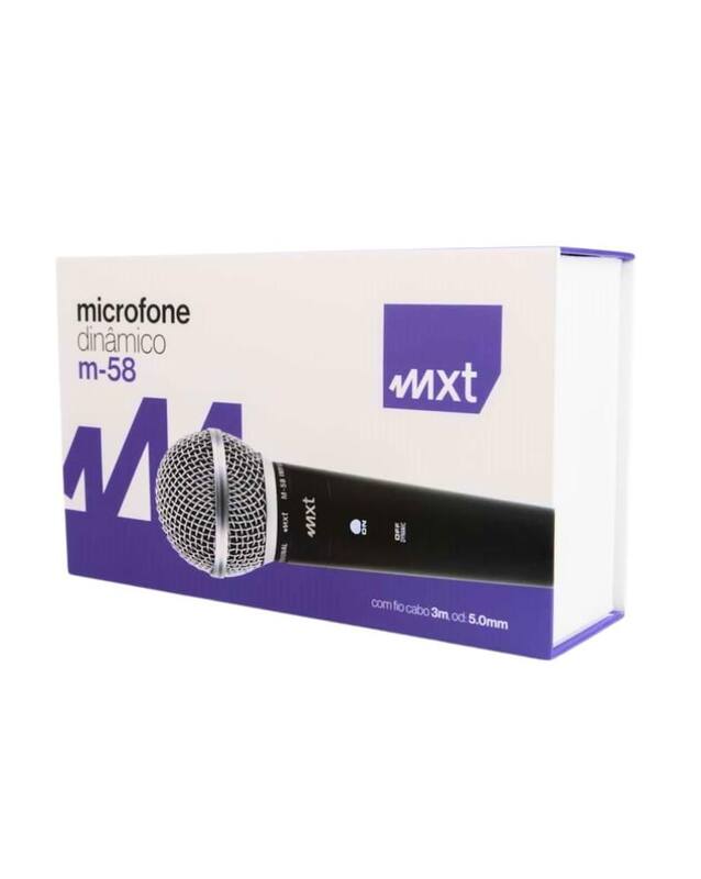 MICROFONE DINÂMICO DE METAL PRETO, PROFISSIONAL Com CHAVE M58